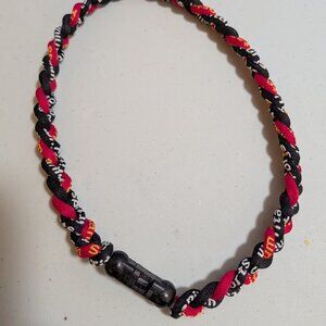 Black & Red Titanium (Like Phiten) Triple Strand Necklace 19" Inch